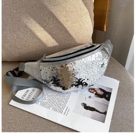 Blingbling Sequin Chest Bag Laser Shining Crossbody laukku HOPEA silvery