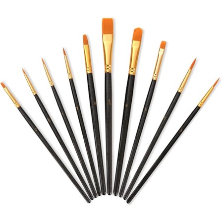Professionelt Penselsæt, 10 stk. Kunstnerpensler til Akrylmaleri, Voksne og Børn