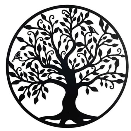 Metal vægdekoration Livets Træ ramme Industri sort vægdekoration Stor moderne original maleri til stue (40 x 40 cm)