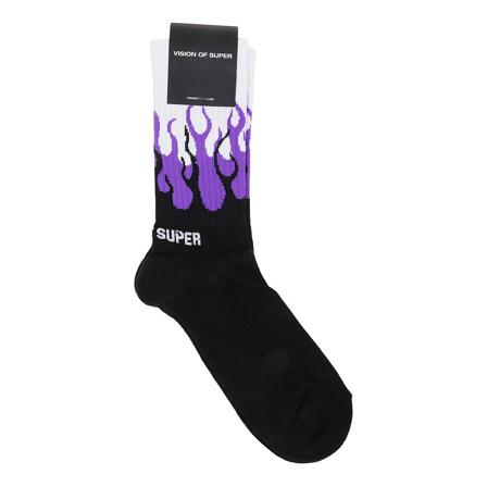 Vision OF Super, Double Flames Socks Zwart, Heren, Maat:ONE Size