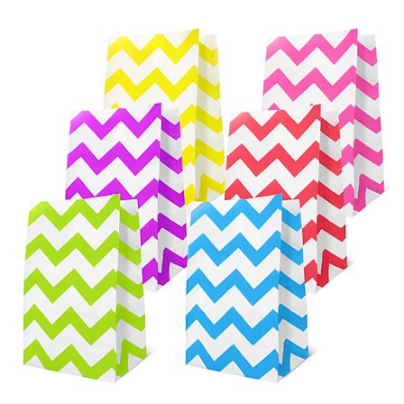 30 stk. farvede gaveposer i kraftpapir med bølger