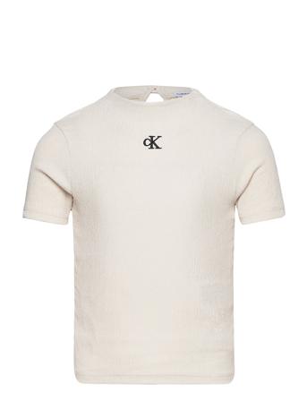 Light Crinkle Top T-shirts Short-sleeved Hvit Calvin Klein*Betinget Tilbud