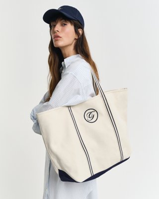 GANT - Canvas beach tote bag til dame cream