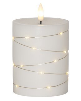 Batteridrivet blockljus med ljusslinga Vit - 8x12,5x8 cm - Star Trading