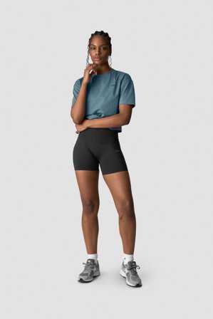 ICANIWILL - Everyday Cotton Cropped T-shirt Steel Blue - Dam - Träningskläder från ICIW