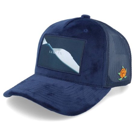 SQRTN - Blå trucker Keps - Fjällen Velvet Navy Trucker @ Hatstore