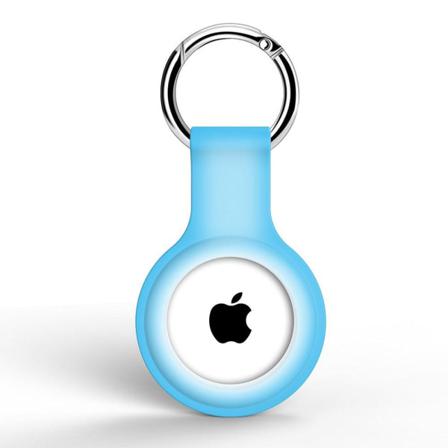 Apple Airtag Hållare Med Nyckelring I Silikon - Fluorescent Blå Fluorescent Blå