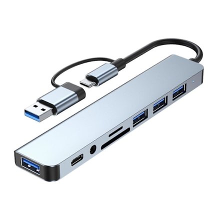 USB-C Hub Expansionsdocka med 8 Portar Kompakt Design Portabel Universell Dubbel USB Typ-C Dockningsstation för Laptop