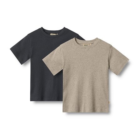 WHEAT Rib T-Shirt Short Sleeve Fabian 2-pak Navy Str 122/7 år, Tøj & Bolig, Børnetøj, Børneundertrøjer
