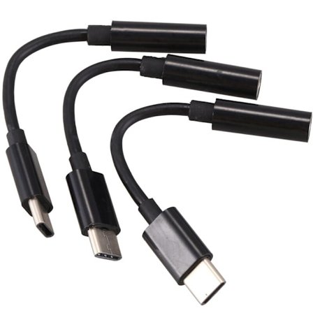 3 st Type C till 3,5 mm hörlursadapter, USB-C till 3,5 mm Aux-mikrofonanslutningskabel för Z, Le 2/Le Pro 3, (svart)