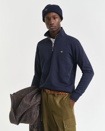 GANT Herren Sweatshirt mit halblangem Reißverschluss (S) Blau