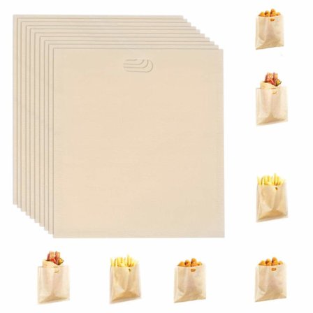 Brødpose Sandwichpose Teflon Toastposer, 10 Stykker Gjenbrukbare Toastposer, Non-Stick Poser, Toastposer for Sandwich Pizza Snack Ost Panini