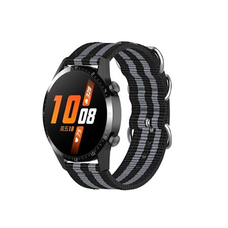 22 mm Huawei Watch GT Runner / GT 3 46 mm klockarmband i nylon - Svart / Grå / Svart