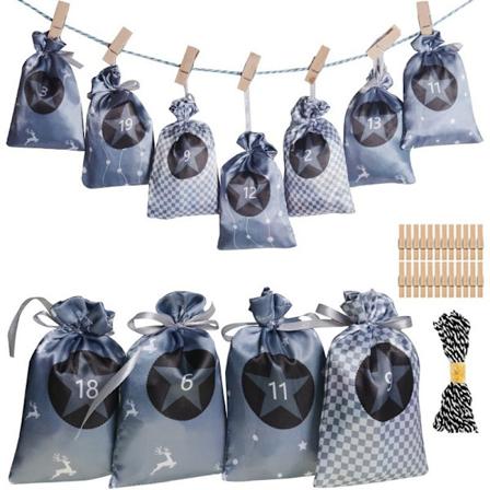 2023 jul adventskalenderpåse Countdown julklappspåse 1-24 Nummer Presentpåse Kostym i lager Gray 10*15cm