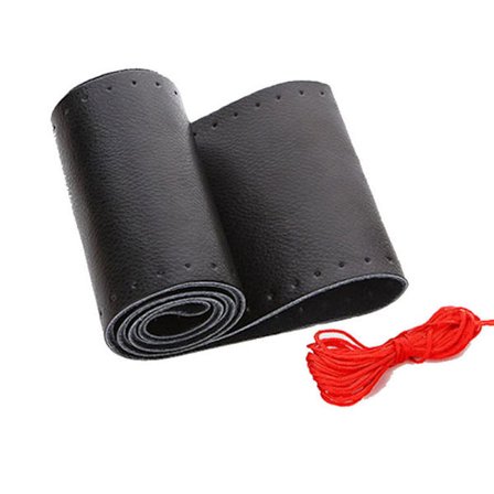 3 stk universal bil skinn 38cm (svart med rød tråd), sydd ratt DIY mote pustende og anti-blending