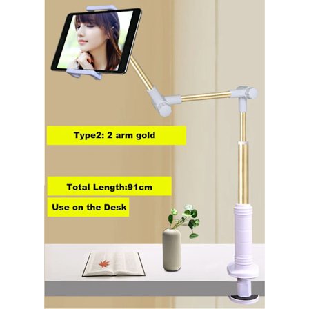 Surfplatta Hållare Vikbar Justerbar Lång Arm Lat Person Säng Datorbord Surfplatta Ställ Fäste för 4-14 Tum Surfplatta PC~05511