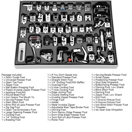 52-dels set med symaskinsfötter, Stitch Walking Foot Presser Feet Kit, hushålls multifunktionell symaskinsdel