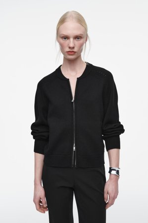 COS Women's Pointelle-Knit Wool Jacket in Black