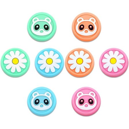 Tommelgrep for Nintendo Switch & Lite Vaskebjørn Blomst 8 Pakk Kutt