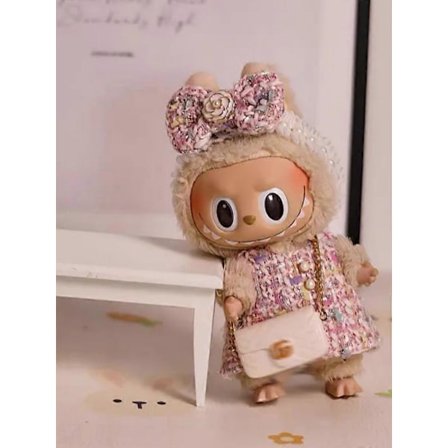 Hot Original 17cm Labubu Dukke Tøj Hjertebanken Macaron Baby Vedhæng Tøj Emalleret Ansigt Tøj Tegneserie Udskiftning Dekoration Gaver
