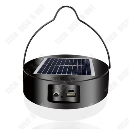 Solarlampa för tält med uppladdningsbart batteri - TD - 2835 - 3 ljusstyrkenivåer - 100W - 6-8 timmars belysning