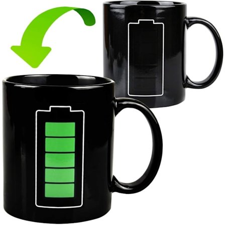 Magisk Fargeendrende Kopp, Varmefølsom Kaffekopp med Batterimålerdesign, 325 ml Keramisk Tekopp for Menn, Kvinner, Mor & Far – Uni