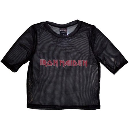 Iron Maiden Dam/Dam Logo Mesh Crop Top XXS Svart