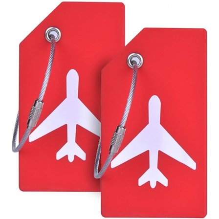 Silikone Bagagemærke med Navne ID-Kort Perfekt til Hurtigt at Finde Bagage Kuffert fra Ovener (2-pak Etiketter) Rød