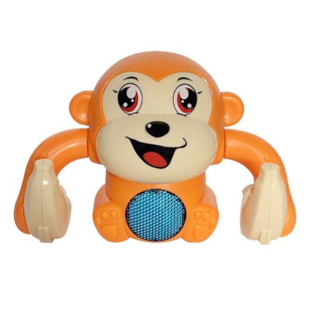 Elektrisk Volt Huvud Apa Leksak Sensorisk Utveckling Tumlande Krypande Babyleksak med Ljus Musik Orange