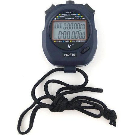 Professionel Digital Sports Stopur, 2 Rækker 10 Hukommelser, Alarm, Nedtælling, Batteri + Lanyard