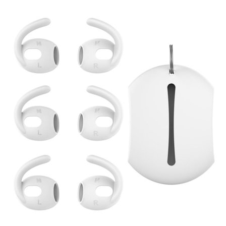 AHASTYLE Apple AirPods Pro 3 Ear Hooks 3 Pairs, Size M, and Case - White