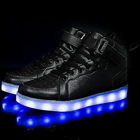 Høye sko for menn og kvinner, lysende sko, LED-sko for barn, sko med speilskinnsdetaljer, store størrelser 25-46-Perfekt