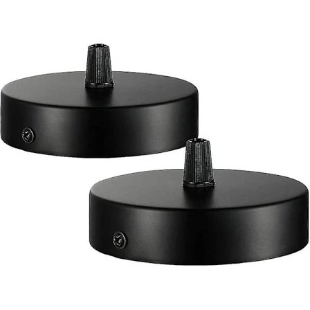 100 X 20mm Takdosa, Metallkoppling, 1 Håls Rund Skärm - Takrosett - Matt Svart, Passar Alla Lampor (2 st)