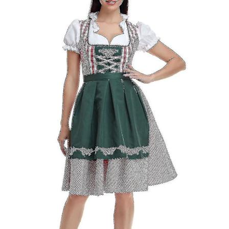 Kvinnors Oktoberfest-dräkt Vuxen Dirndl Tysk Traditionell Bayersk Ölkarneval Fraulein Cosplay Piga Klänning Outfit Dark Green XXL