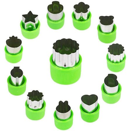 12 stk kakeform i rustfritt stål, frukt- og kjeksform i rustfritt stål, formsett med mønster, for barn, baking, matlaging og matdekorasjon