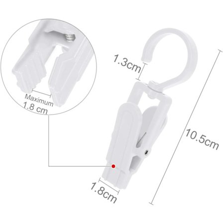 (Vit) 20 stycken klädclips, trenchclips, plastklämmor, 360 grader