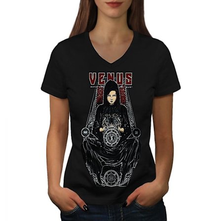 Blood Dark Emo Dam T-shirt med svart v-hals