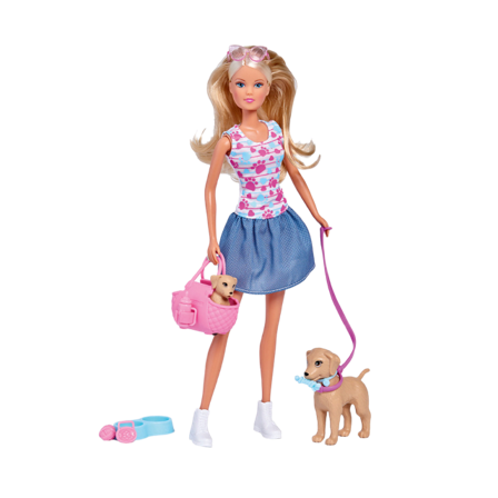 STEFFI LOVE Puppy Walk Dockor & figurer Röd ONESIZE