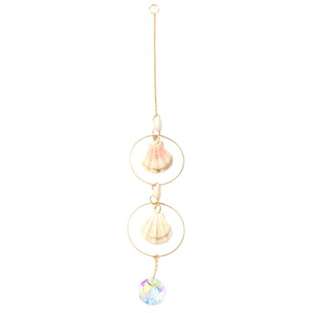 Mordely Sun Catcher Eye-catching Metal Chain Natural Stones Seashell Rainbow Maker Pendant For Balcony