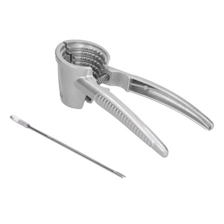 Valnøddeknækker i aluminiumslegering med valnøddenål, holdbar valnøddeklemme, åbner, sølv