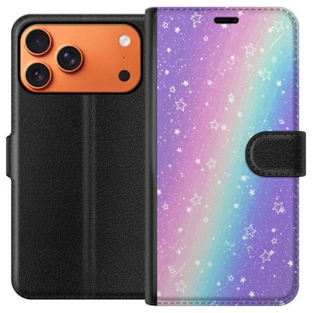 Kompatibelt Lommeboketui til Apple iPhone 17 Pro Max Rainbow-farget pastellbakgrunn med hvite stjerner og gnistrende prikker i myk overgang