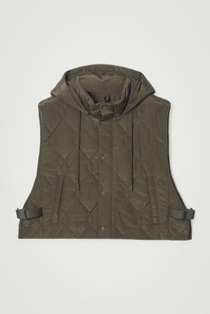 COS Männer Hybride Steppweste Mit Kapuze in Grün