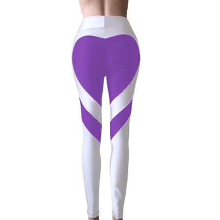 Kvinnor Color Block Byxor Love Heart Print Leggings