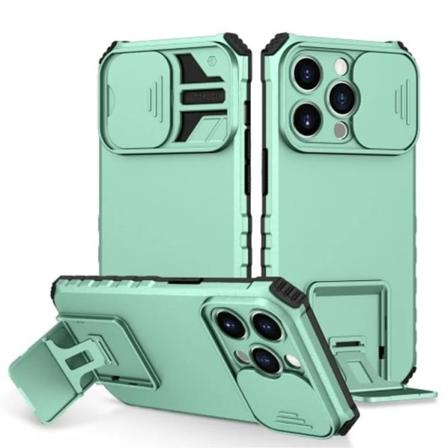 iPhone 15 Pro Mobilskal TPU Kickstand - Lysegrøn