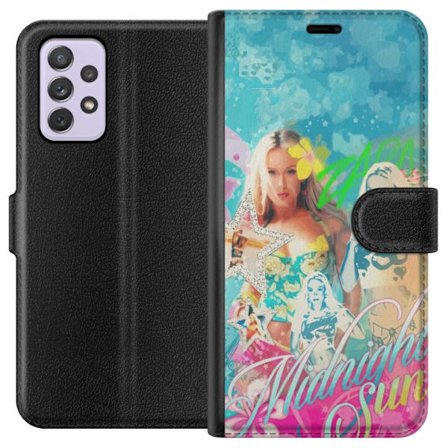 Yhteensopiva Lompakkokotelo Samsung Galaxy A52s 5G Seikkailumaailma Steve, Creeper ja eläimillä värikkäässä palikkagrafiikassa