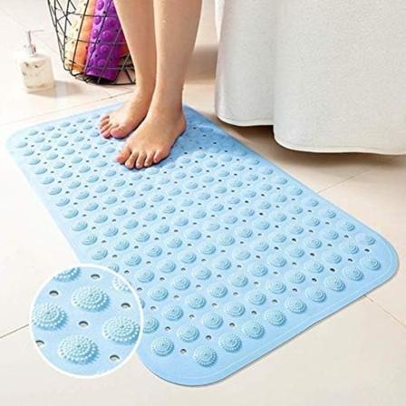 Populær kraftig sklisikker dusjmatte baderom sikkerhet gummisugkopper (lyseblå, 36cmx71cm)