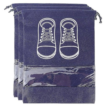 3 stk. bærbar støvtett ikke-vevd stoff sko oppbevaring snorpose organizer purpurblå ikke-vevd skopose, M, med Pri YJJ