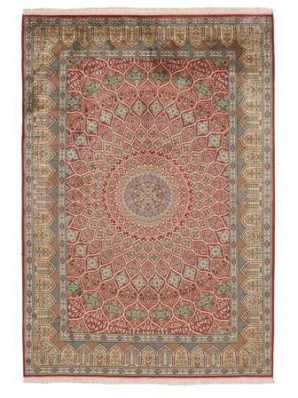Tapis Cachemire Pure Soie 170X244 Marron/Rouge Foncé (Soie, Inde)