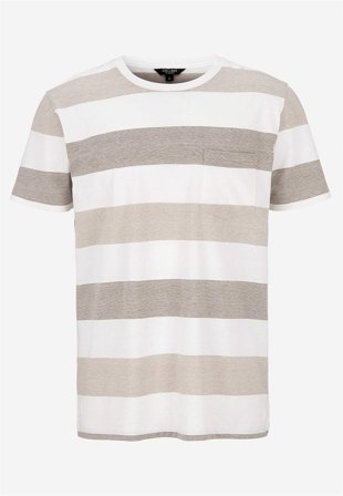 Cellbes of Sweden - T-shirt med brede striber Johannes i beige / stribet til herrer i størrelse 5XL