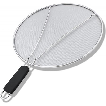 (29cm) Sprutbeskyttelse for Stekepanne, Sprutskjerm, Stopper 99% av Varm Oljesprut, Rustfritt Stål Finmasket Oljeskjold